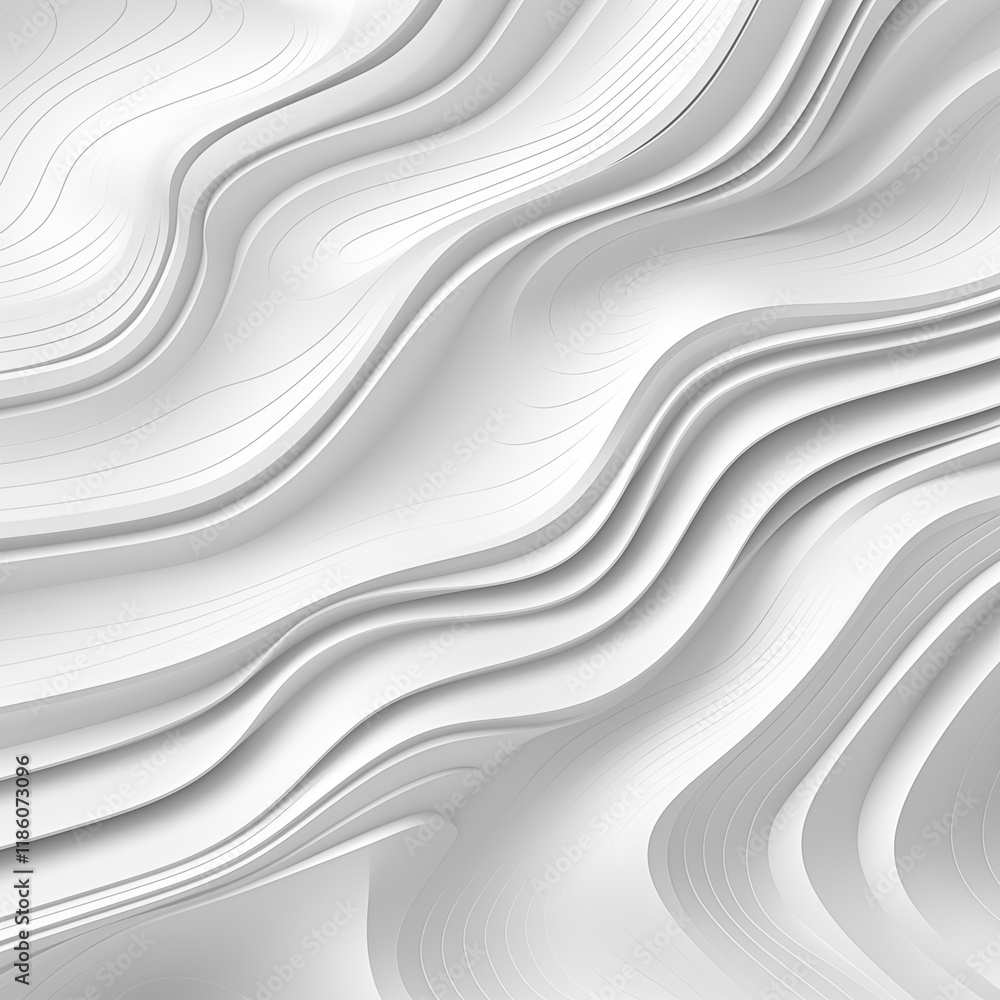 Poster abstract white wave background 3d rendered curving lines texture