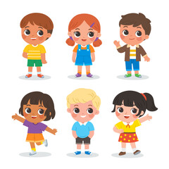 Group of multiracial children. Happy children with different expressions and gesture. Happy kids collection.