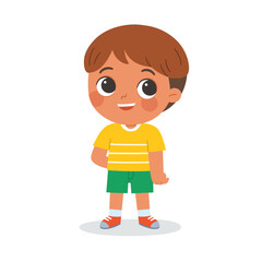 Happy Kid standing pose and smiling. Happy Little Kid Having Fun Enjoying Childhood.