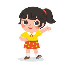 Happy Kid standing pose and smiling. Happy Little Kid Having Fun Enjoying Childhood.