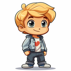 Cute boy with blond hair. Vector illustration isolated on white background