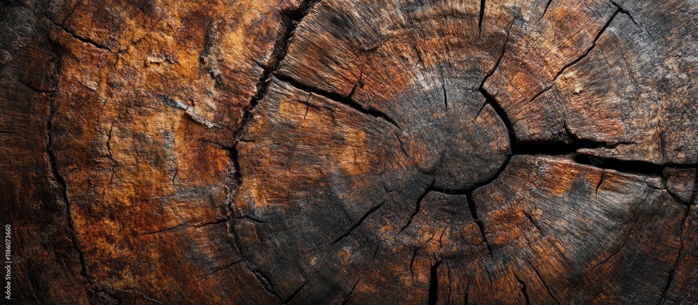 Aufkleber Close up of a brown aging tree stump background. with copy space image. Place for adding text or design