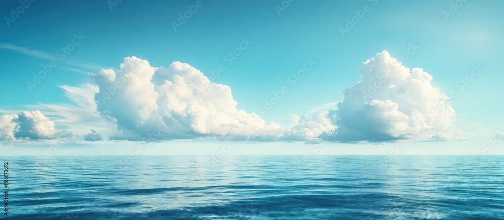 Aufkleber stunning sea and ocean with a backdrop of white clouds and a blue sky featuring copy space for text