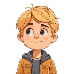 Obraz premium Cute boy character on white background. Vector illustration. Cartoon style