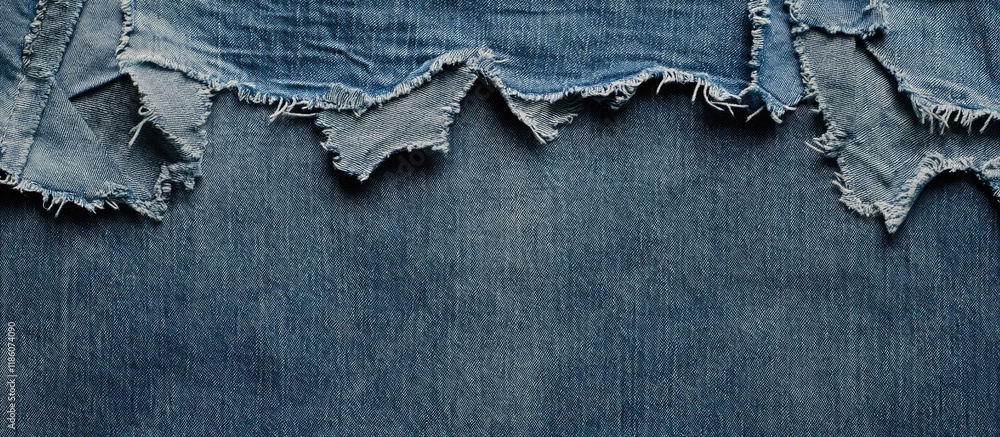 Poster ripped jeans denim fabric style. with copy space image. place for adding text or design