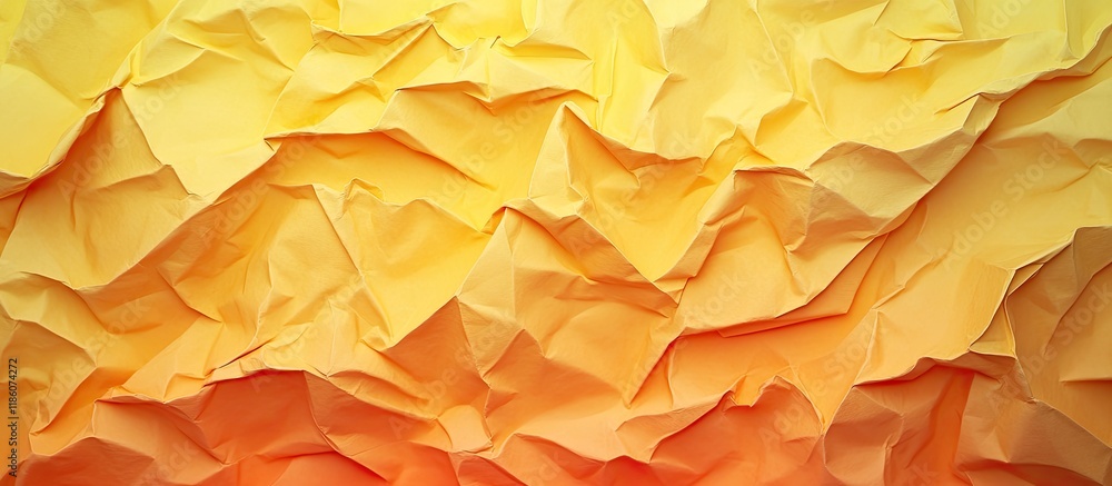 Leinwandbilder Yellow and orange wrinkled paper texture background. with copy space image. Place for adding text or design