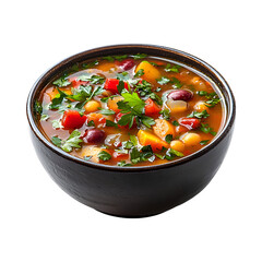 Harira Soup with Vegetables and Herbs Isolated on Transparent Background