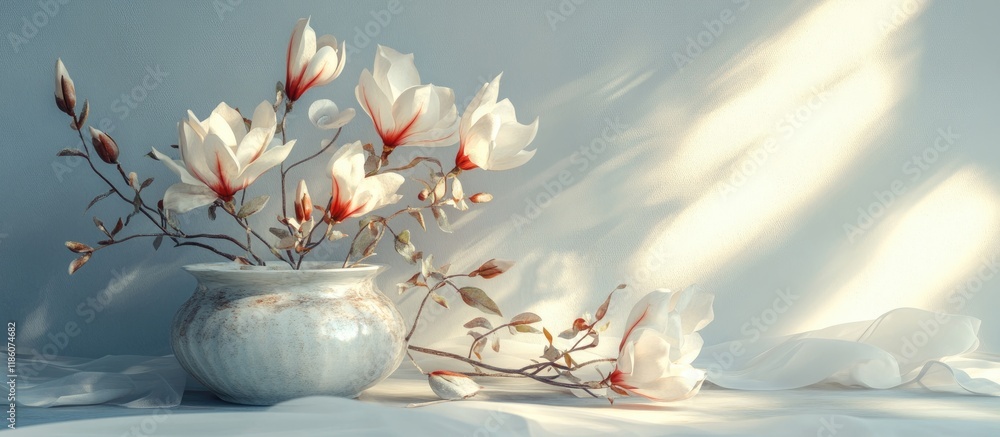 Fototapete background and still life floral composition. with copy space image. place for adding text or design