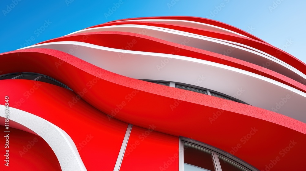 Poster abstract red and white modern building architecture