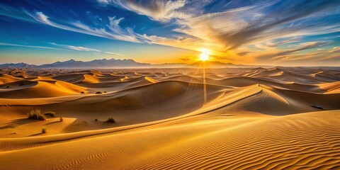 Naklejka premium Dunes of the Egyptian Desert at Sunset,, egypt, vast expanse, egypt