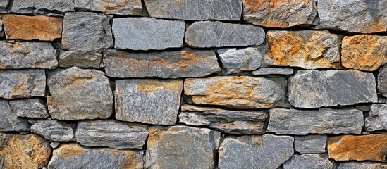 Rough stone wall serving as a creative background texture Natural stone masonry featuring uneven seams Stone wall backdrop. with copy space image. Place for adding text or design