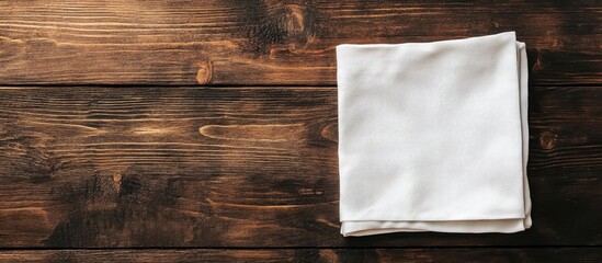napkin on table square top view. with copy space image. Place for adding text or design