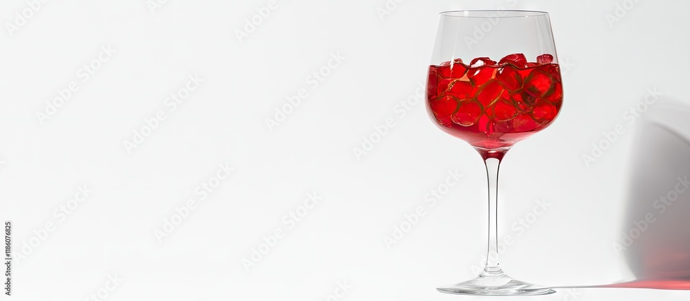 Fototapete A wine glass containing jelly on a light background. with copy space image. Place for adding text or design
