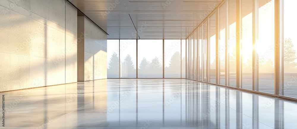 Poster Vacant floor in a contemporary office building. with copy space image. Place for adding text or design