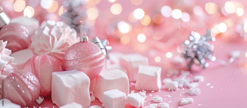 Aufkleber pastel marshmallow colors in a holiday season themed background. with copy space image. place for ad