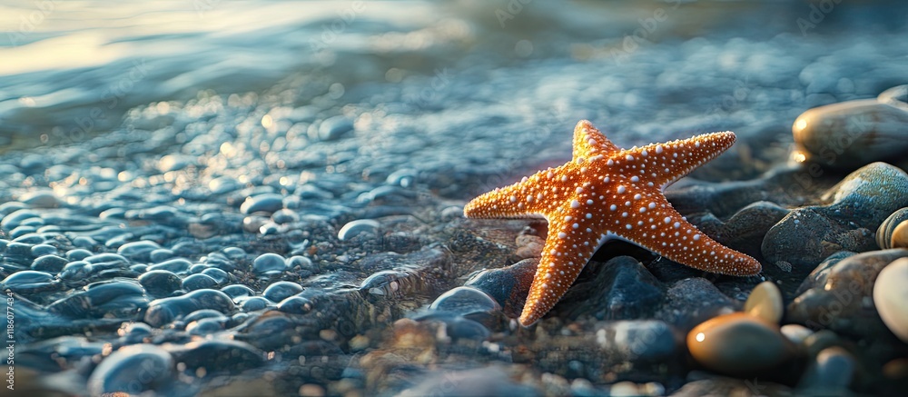 Leinwandbilder starfish at the shore. with copy space image. place for adding text or design