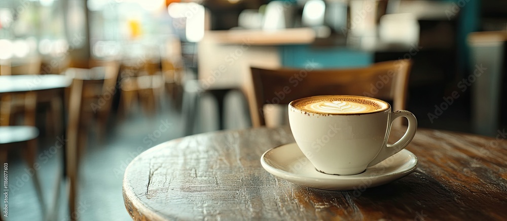 Poster Coffee cup in a cafe vintage style images. with copy space image. Place for adding text or design