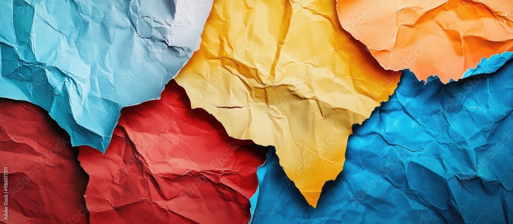 Poster colorful ripped and torn grunge posters create a background of creased and crumpled paper serving as