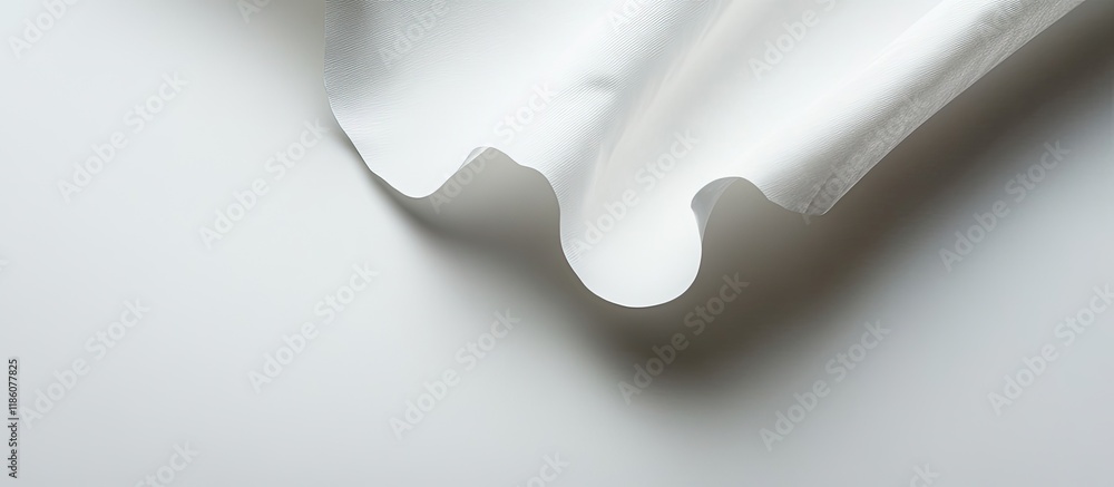Fototapete Close up of a piece of paper with a curled edge against a white background. with copy space image. Place for adding text or design