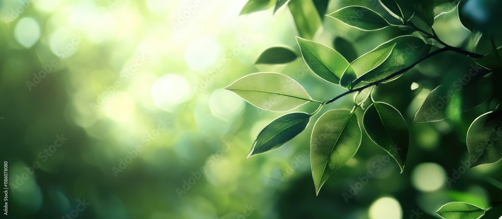 Poster Blurred abstract background of green leaves suitable for wallpaper. with copy space image. Place for adding text or design