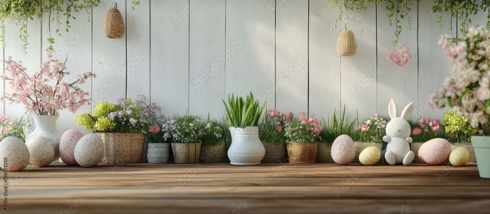 Poster easter table backdrop with ample free space for your decor