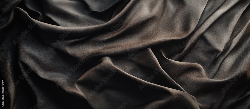Poster Abstract design wrinkles on the fabric Textile plain dark backdrop. with copy space image. Place for adding text or design