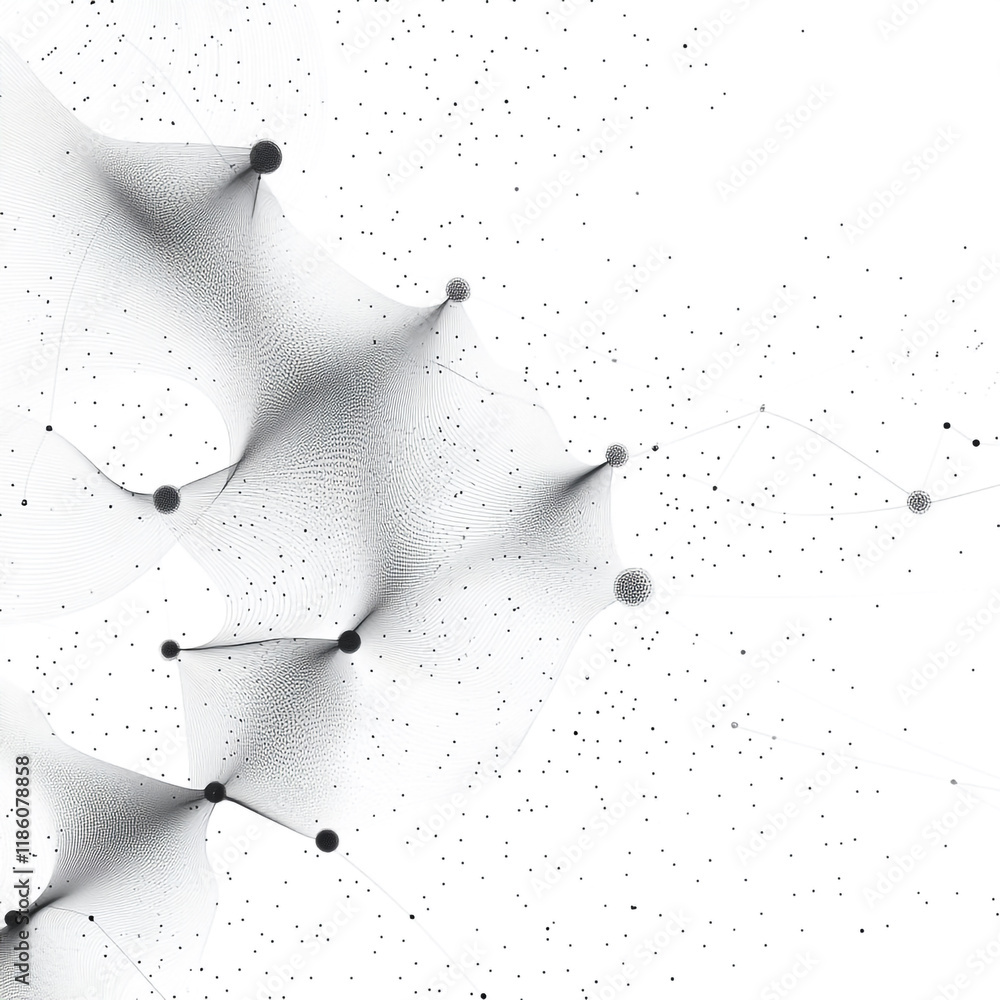 Poster abstract representation of interconnected nodes in a digital network topology