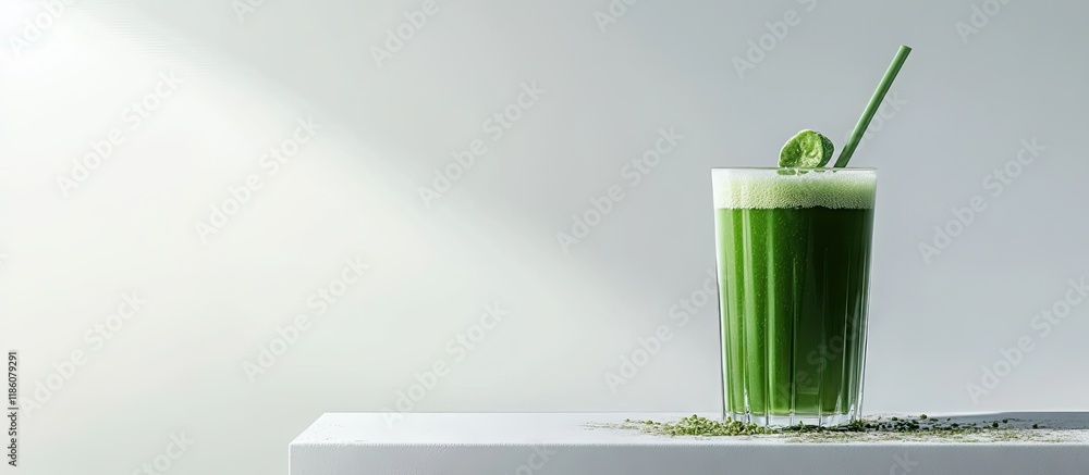 Poster Green juice Nutritious beverage. with copy space image. Place for adding text or design