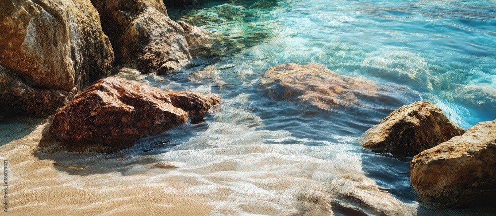 Aufkleber stunning rocks and seawater. with copy space image. place for adding text or design