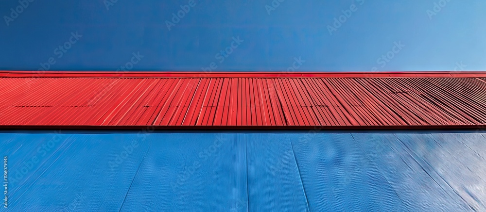 Aufkleber Red concrete roof set against a blue sky. with copy space image. Place for adding text or design