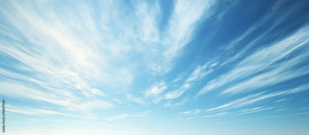 Poster Cirrus clouds in a blue sky Suitable for use as a background Copyspace or text
