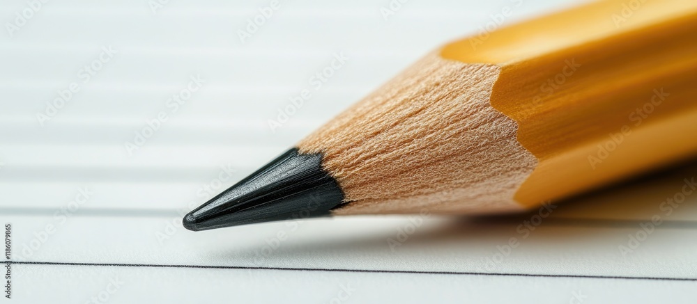 Poster pencil on a lined notebook close up copy space