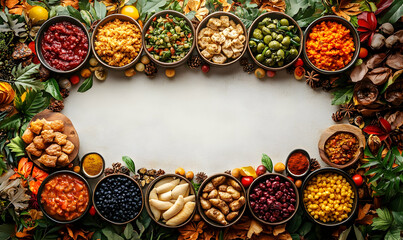 Fototapeta premium Autumnal Food Frame, Tabletop, Thanksgiving