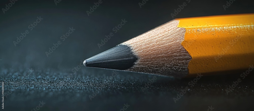 Poster sharp pencil tip close up shallow depth of field. with copy space image. Place for adding text or design
