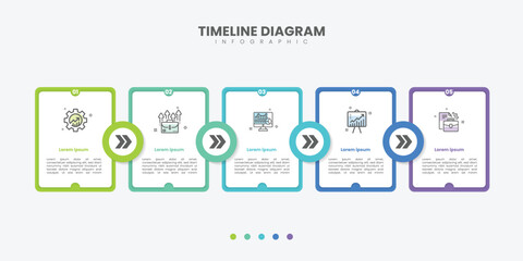 Business infographics design element with modern marketing icons. Timeline with 5 options, steps or processes