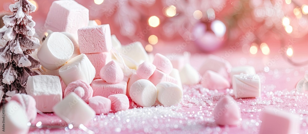 Aufkleber pastel marshmallow colors in a holiday season themed background. with copy space image. place for ad