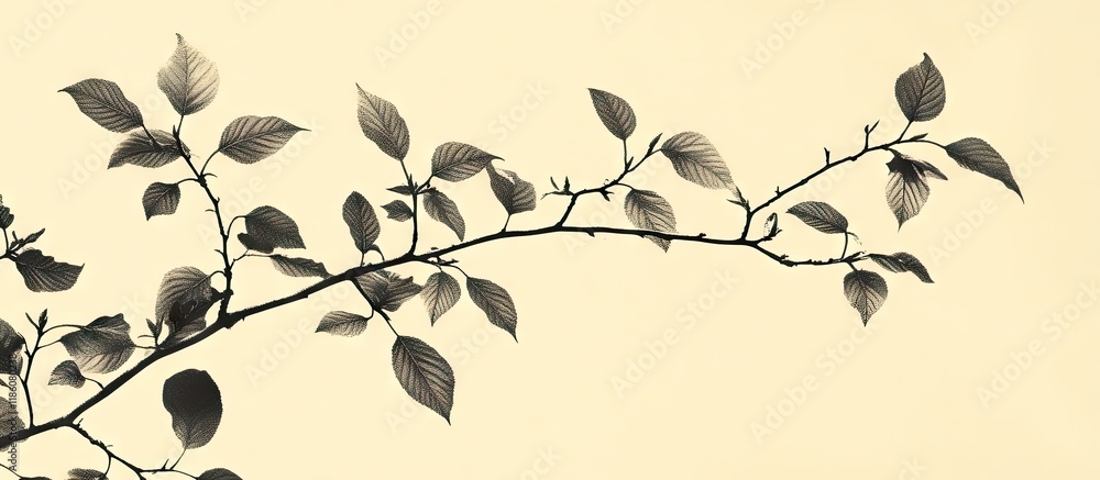 Leinwandbilder silhouette branch with leaves wallpaper backdrop featuring a vintage tone effect. with copy space im