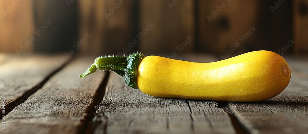 Fototapete Fresh ripe yellow zucchini on a wooden surface. with copy space image. Place for adding text or design