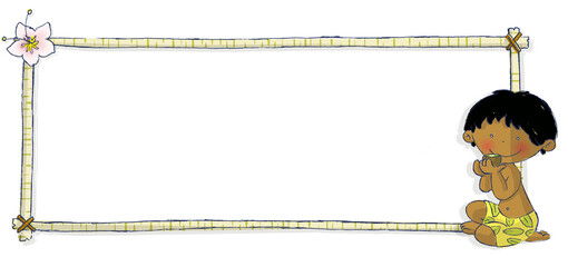 black boy with a tropical frame