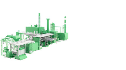 Obraz premium Green factory on white background. Generative AI