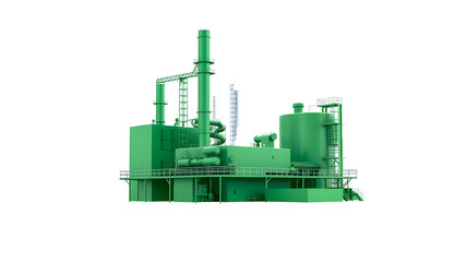 Obraz premium Green factory on white background. Generative AI