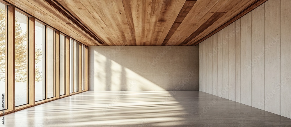 Leinwandbilder incomplete room with a wooden ceiling. with copy space image. place for adding text or design