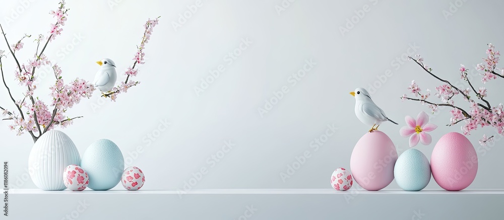 Aufkleber Easter and spring themed accessories Greeting card. with copy space image. Place for adding text or design