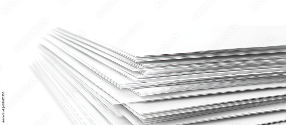 Leinwandbilder Stack of paper sheets isolated against a white background. with copy space image. Place for adding text or design