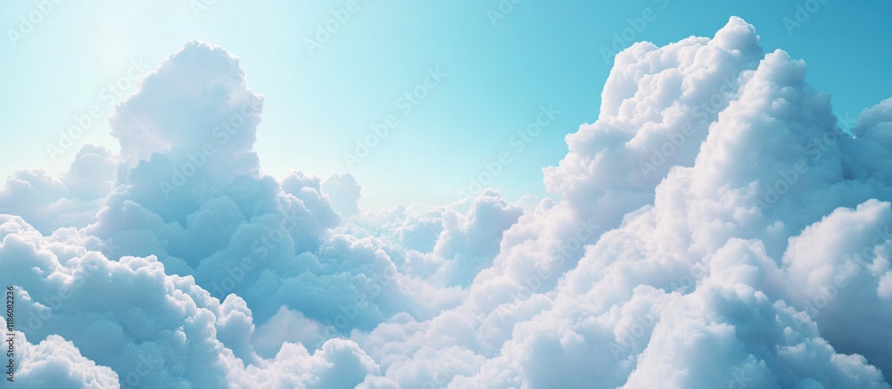 Fototapete Lush cumulus clouds with a blue sky background featuring copy space Abstract style suitable for texture design background website pattern and animation