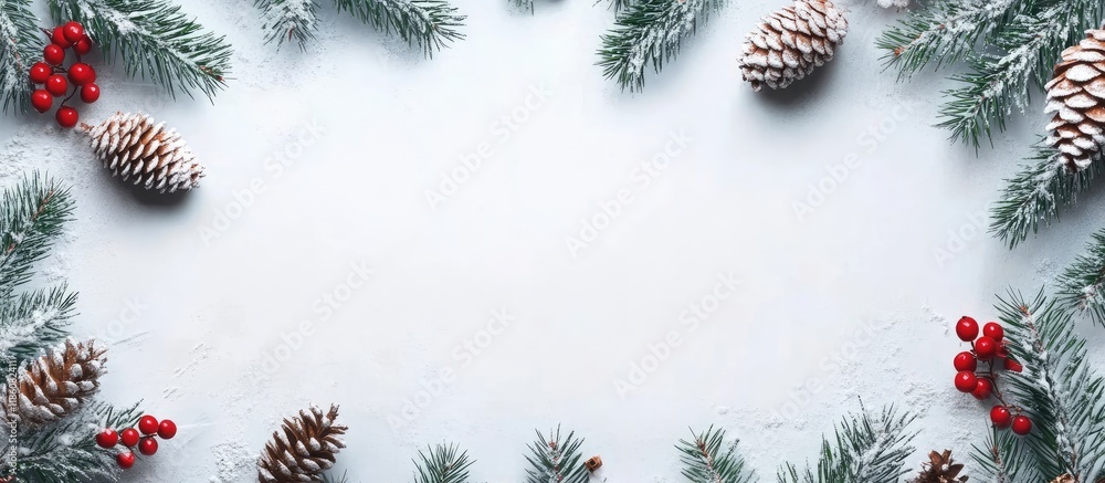 Aufkleber Christmas invitation frame featuring empty copyspace for text with a New Year theme and Christmas cones