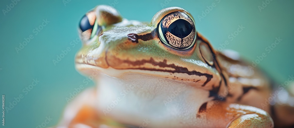 Poster macro frog animal. with copy space image. Place for adding text or design