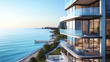 The facade of the building showcases extensive glass elements.