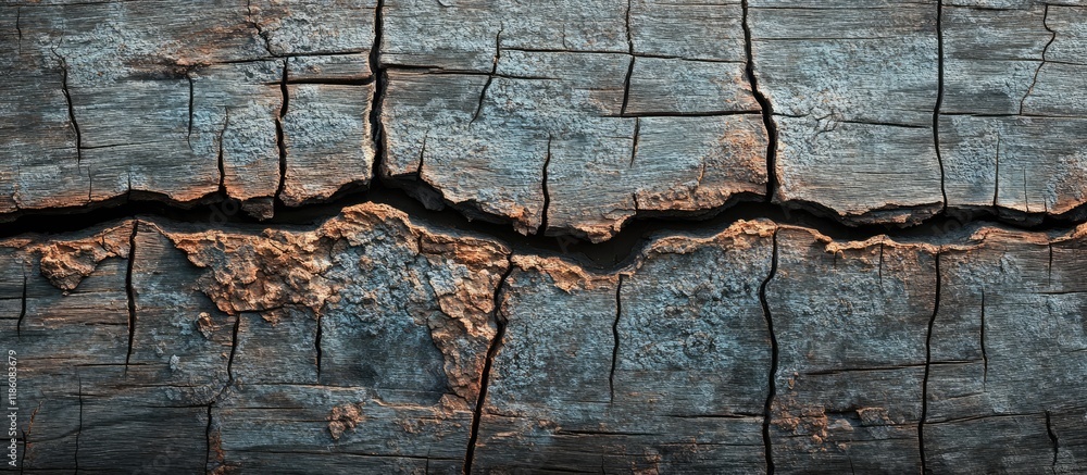 Leinwandbilder Weathered old rustic wooden background featuring cracks Grunge style. with copy space image. Place for adding text or design