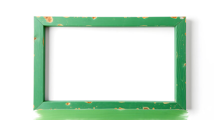Green wooden frame on white background. Generative AI